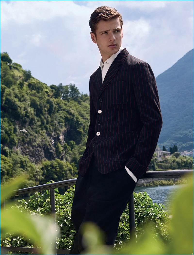 Lucas Mascarini makes a striped suiting proposal in a look from Marni.