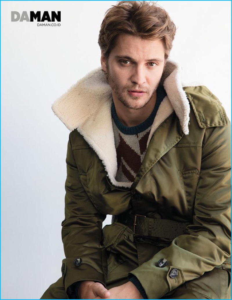 Luke Grimes pictured in Salvatore Ferragamo for Da Man magazine.