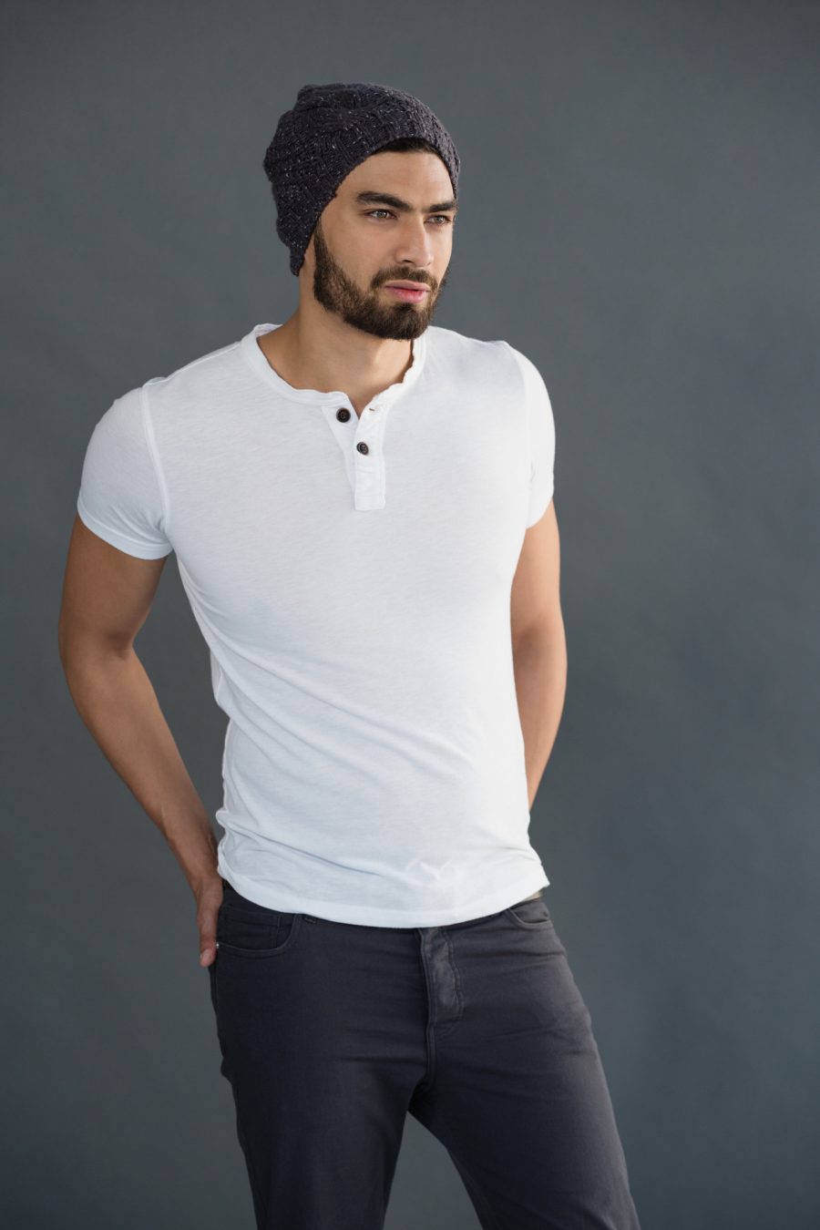 Male Model Wearing Henley