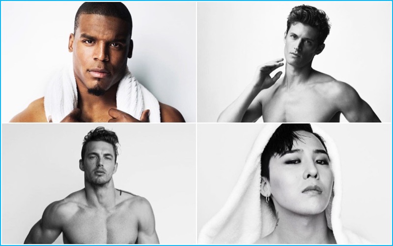 Mario Testino's Towel Series: Cam Newton, Garrett Neff, Christian Hogue, and G-Dragon