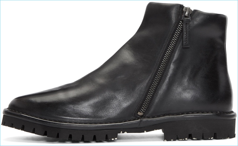 mens side zip boots black