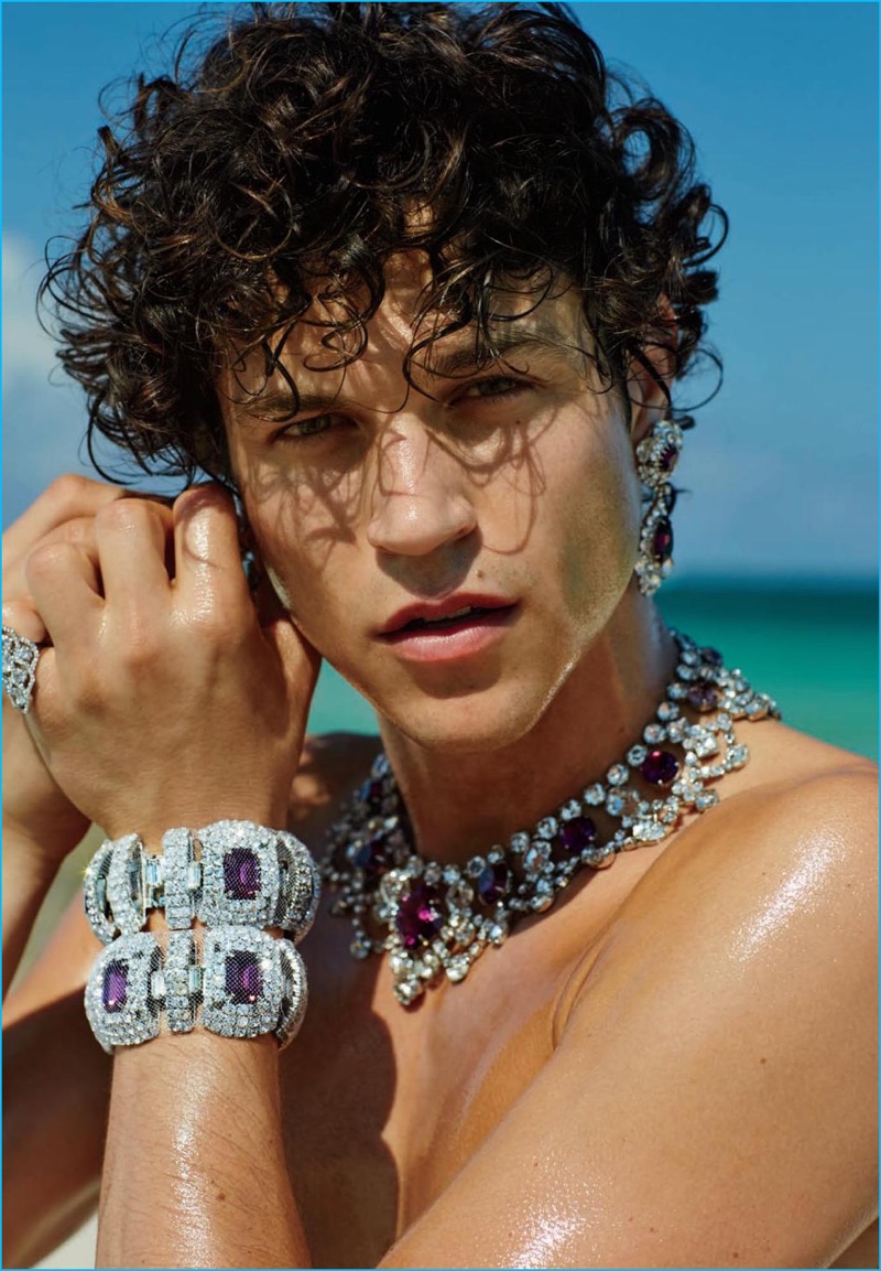 Miles McMillan is clad in jewelry for The Daily magazine.
