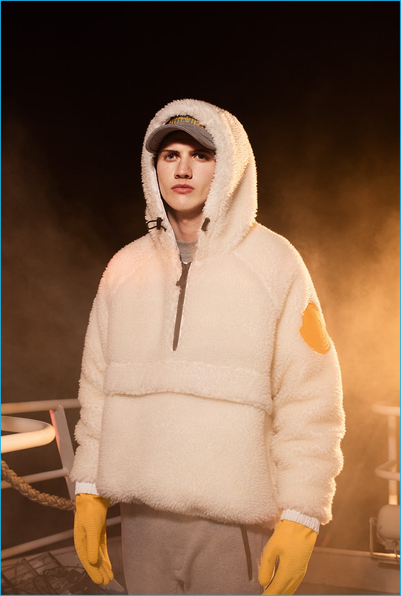 Moncler O embraces shearling for a casual pullover moment.