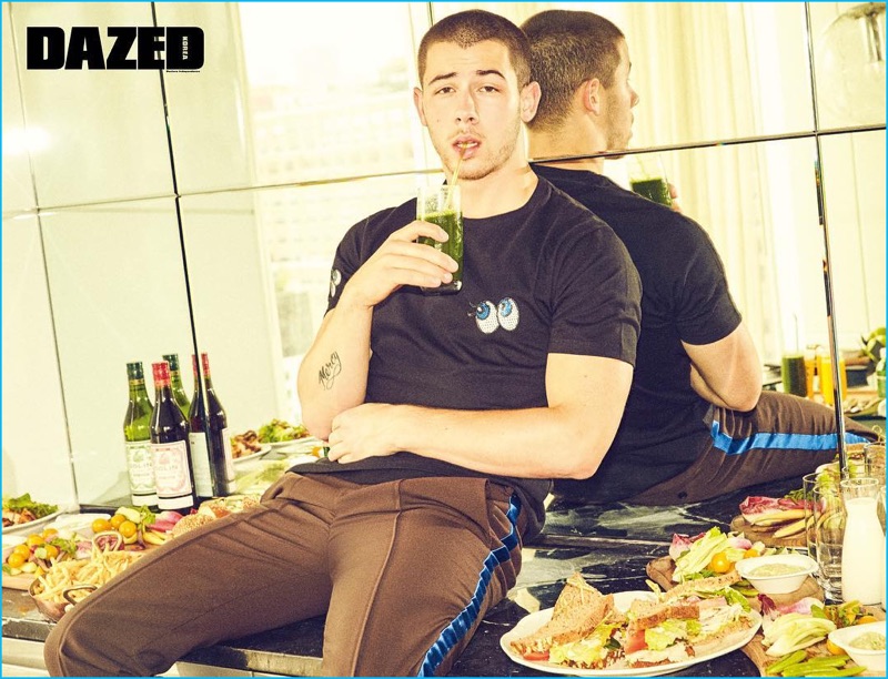 Nick Jonas chills with Dazed Korea for the magazine's August 2016 issue.
