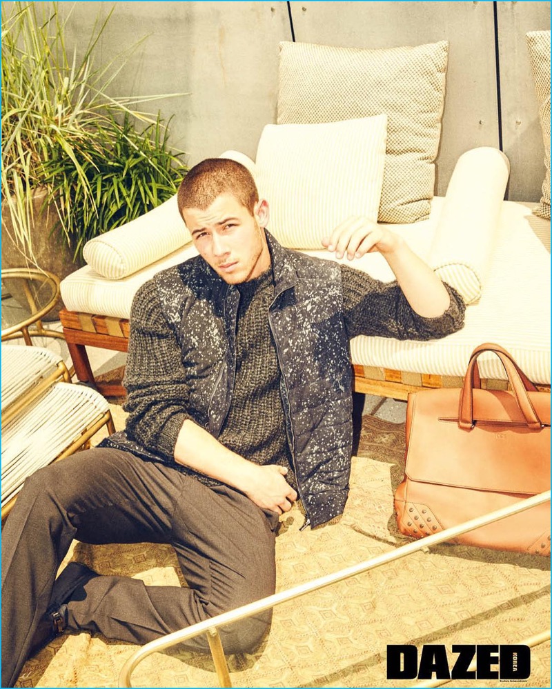 Nick Jonas takes to a rooftop for his Dazed Korea photo shoot.