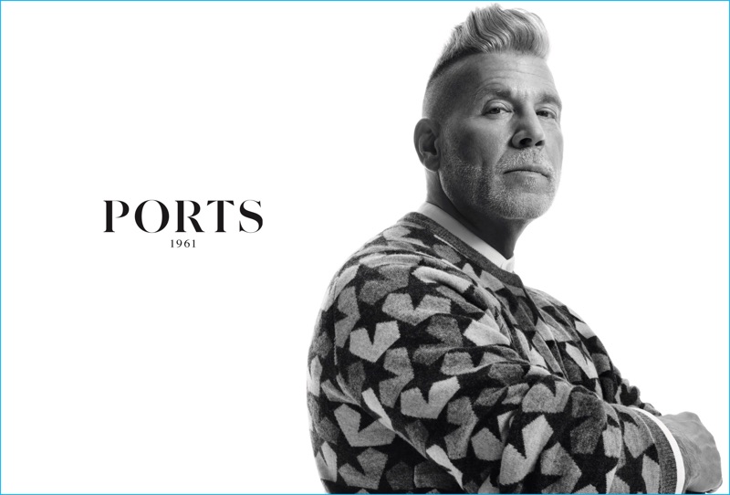 Street style star Nick Wooster appears in Ports 1961's fall-winter 2016 men's campaign.