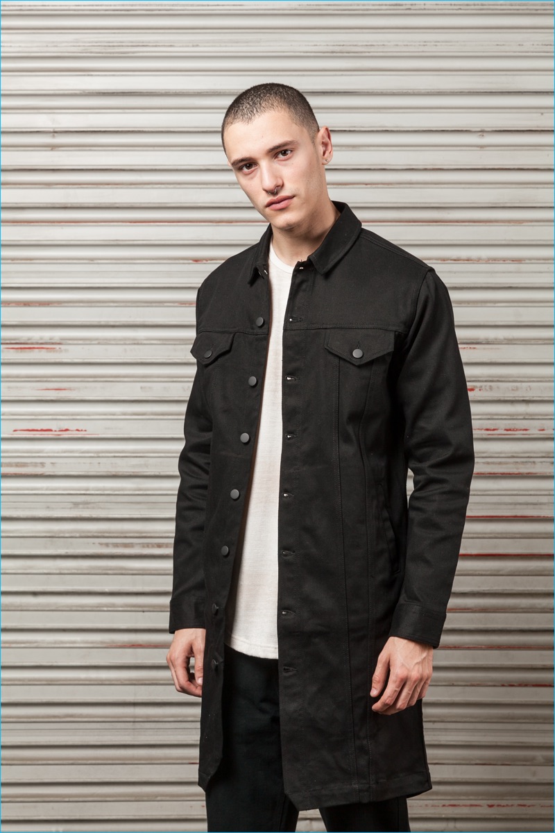 Publish Brand applies the trendy longline silhouette to a denim jacket.