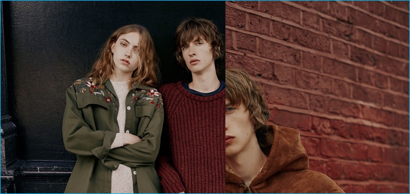 Models Georgina Lloyd Yorke and Benno Bulang front Pull & Bear's fall-winter 2016 trends story.