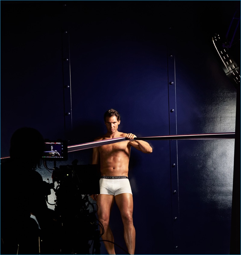 Rafael Nadal captured behind the scenes of his latest underwear campaign for Tommy Hilfiger.