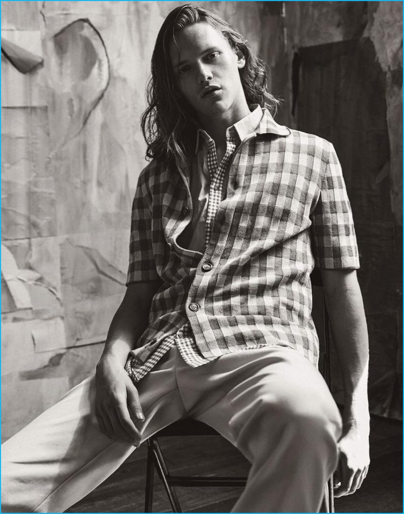 Ryan Keating pictured in Orley for Interview magazine.