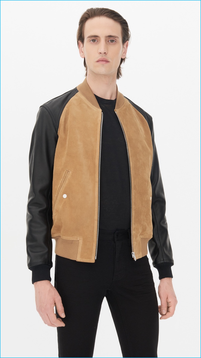 Sandro Men's Campus Leather Bomber Jacket