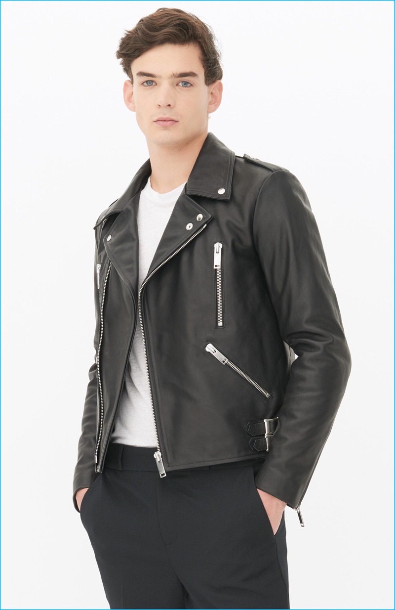 Sandro Men's Lemmy Leather Biker Jacket