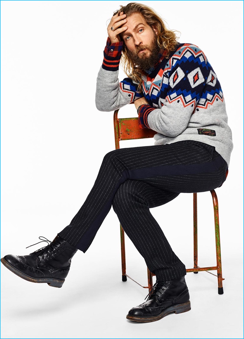 Scotch & Soda embraces fair isle knits for fall-winter 2016.