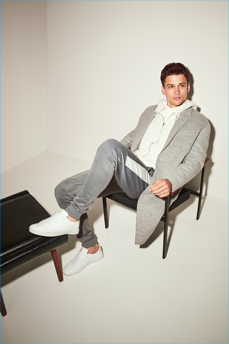 Simon Nessman dons shades of grey for River Island's fall-winter 2016 campaign.