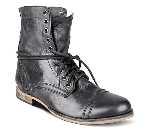 Steve Madden Troopah Black Leather Boots