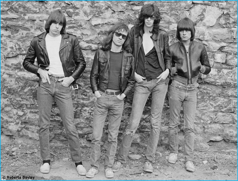 A vintage picture of the Ramones wearing Levi's 505 denim jeans.