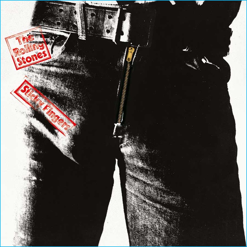 The Rolling Stones' 1971 album cover for Sticky Fingers, which features Levi's 505 denim jeans.