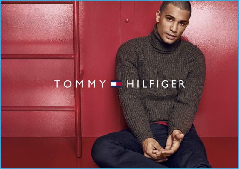 Nathan Owens is a chic vision for Tommy Hilfiger's fall-winter 2016 campaign in a turtleneck sweater.