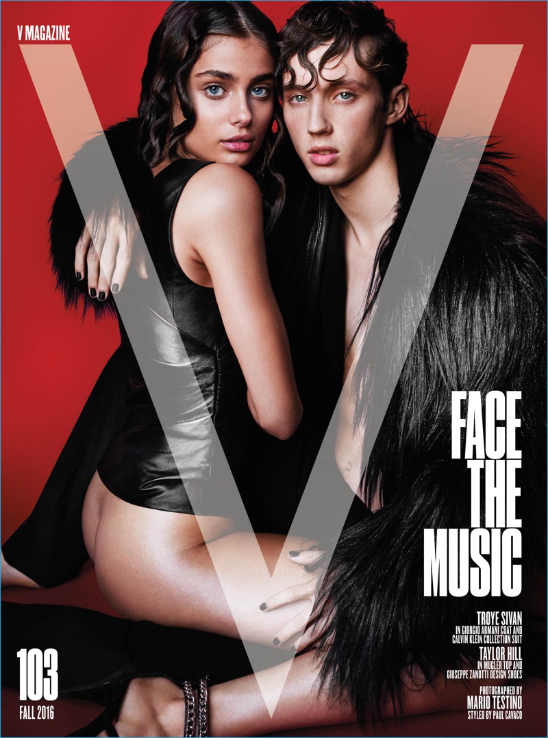 Singer Troye Sivan and model Taylor Hill cover the music issue of V magazine.
