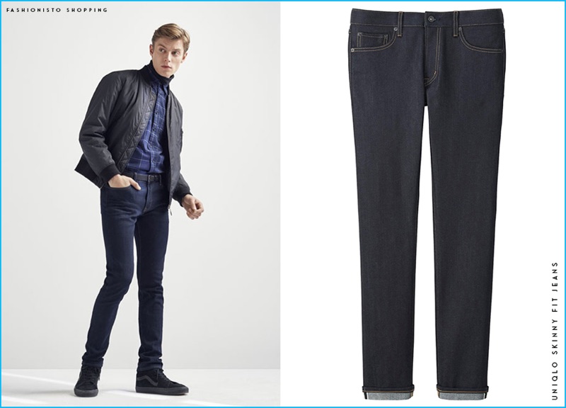 Janis Ancens rocks UNIQLO's skinny fit denim jeans with casual staples for the season.