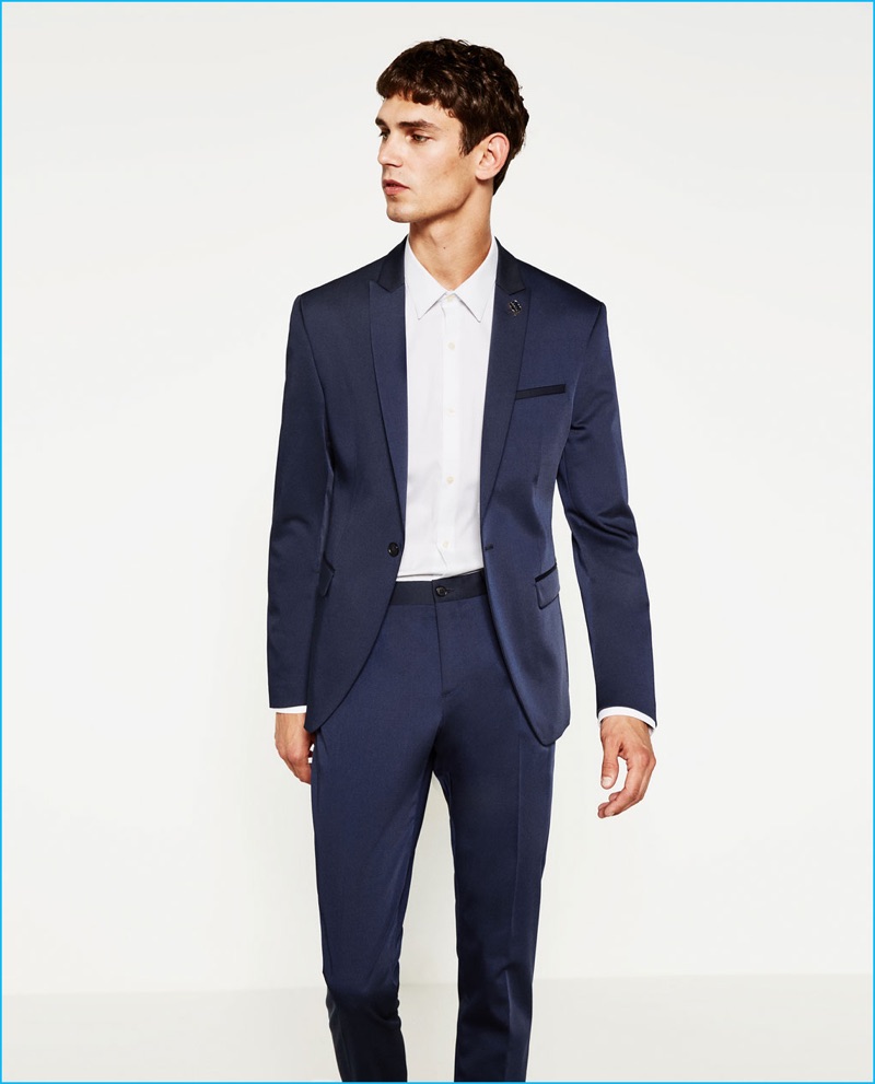 zara mens blue suit