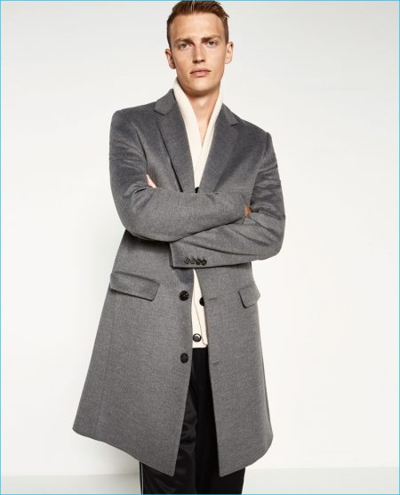 Zara Man Grey Tecno Cashmere Coat