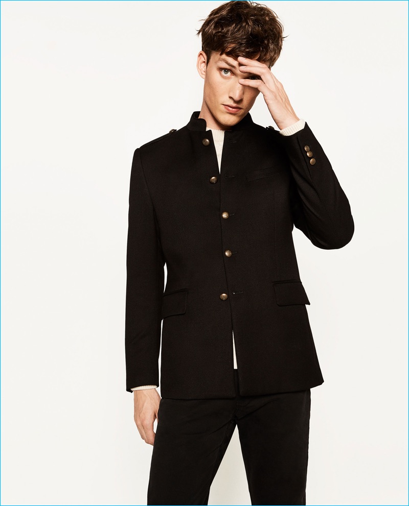 zara military coat mens