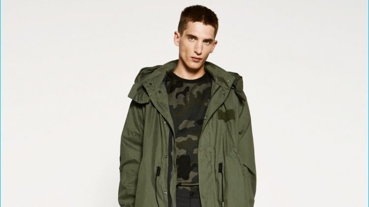 Zara Man Parka Camouflage Sweater