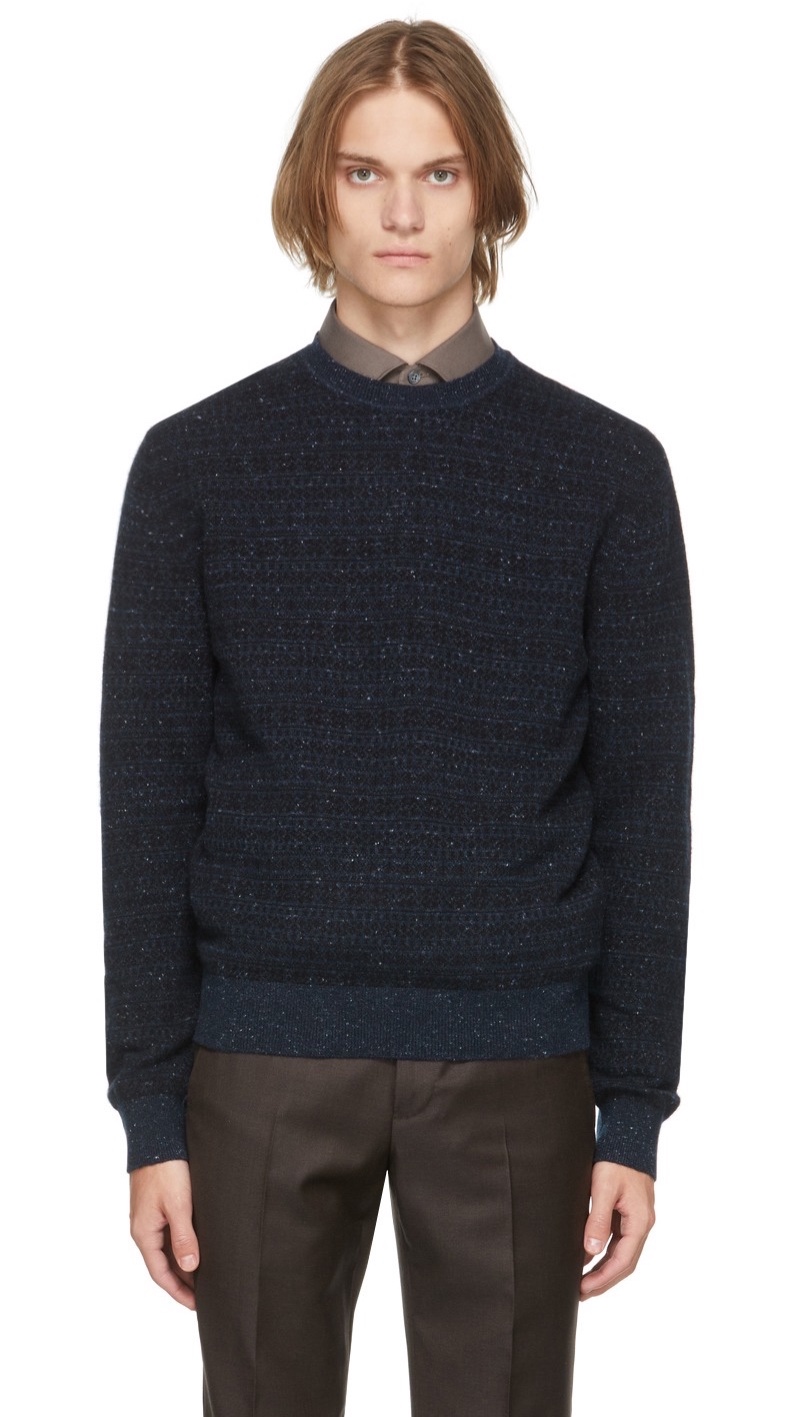 Ermenegildo Zegna Couture Black and Navy Cashmere Sweater