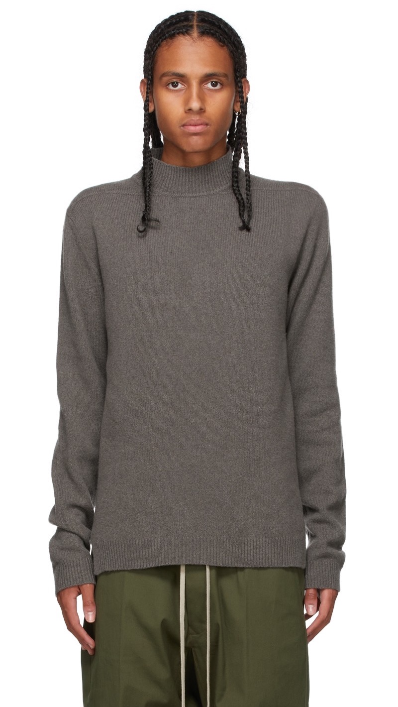 Rick Owens Grey Cashmere Turtleneck