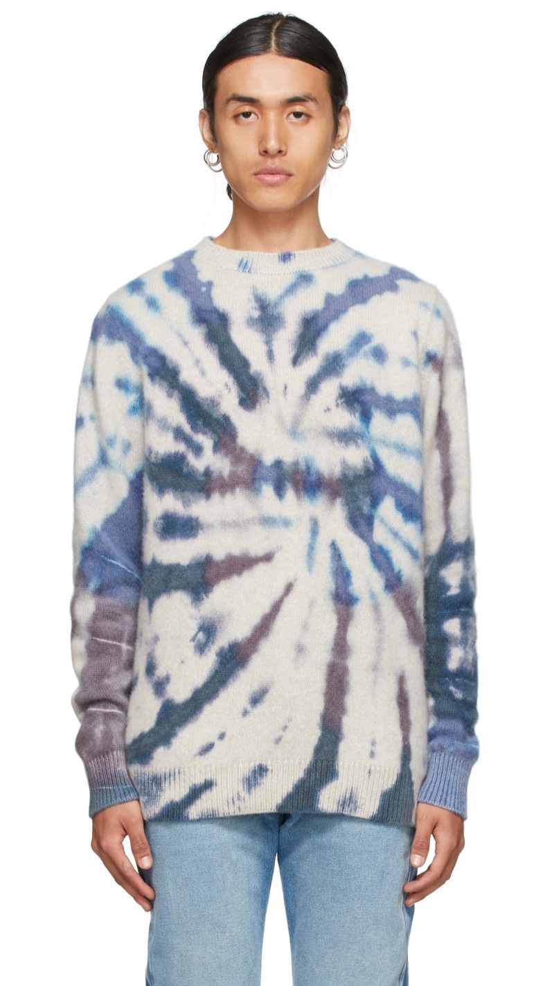 The Elder Statesman SSENSE Exclusive Blue Cashmere Tie-Dye Sweater