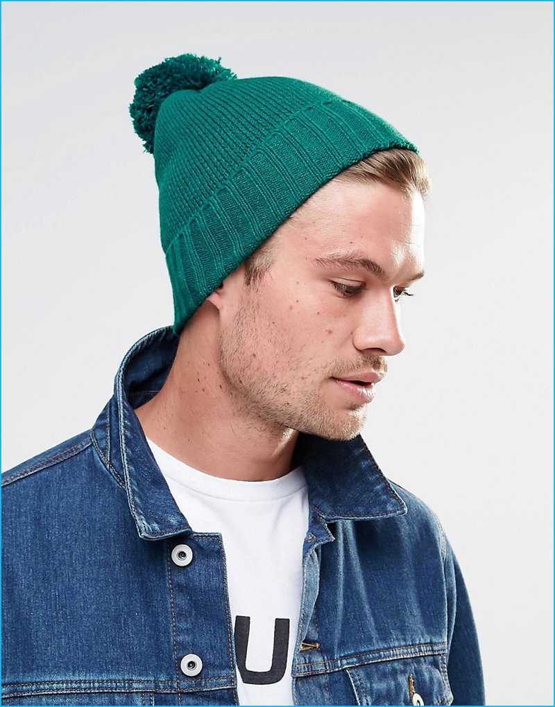 ASOS Men's Green Bobble Beanie