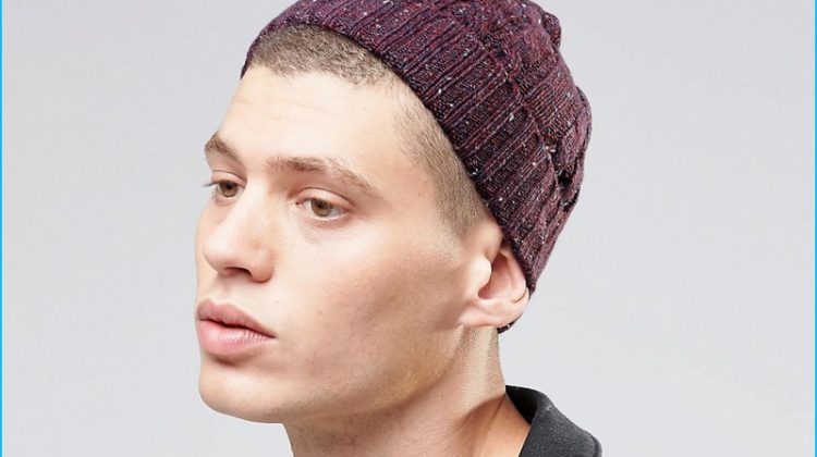 ASOS Cable Fisherman Beanie Burgundy