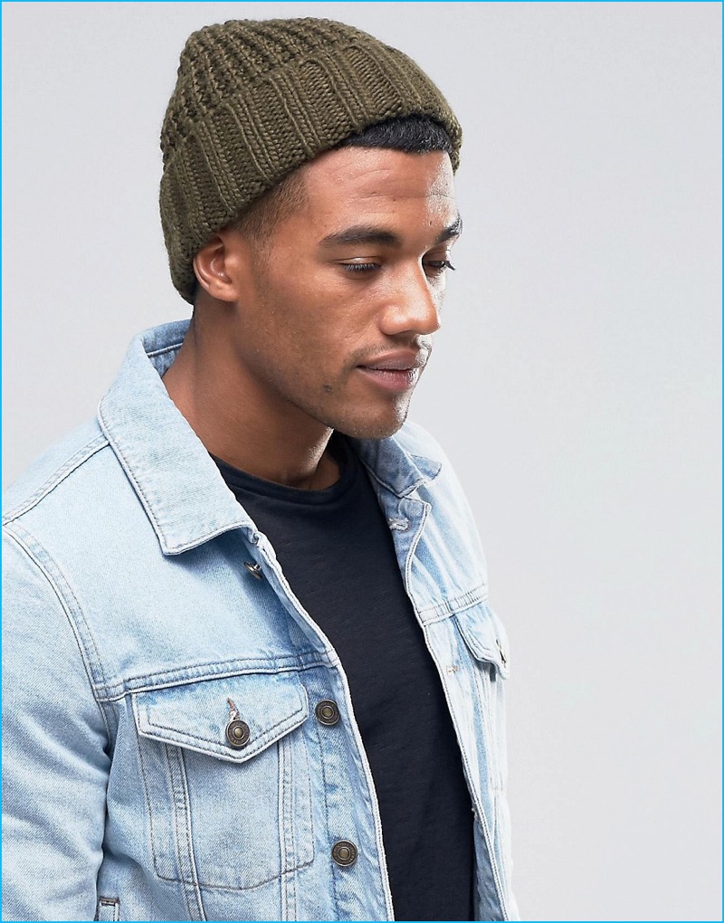 ASOS Men's Khaki Chunky Fisherman Beanie