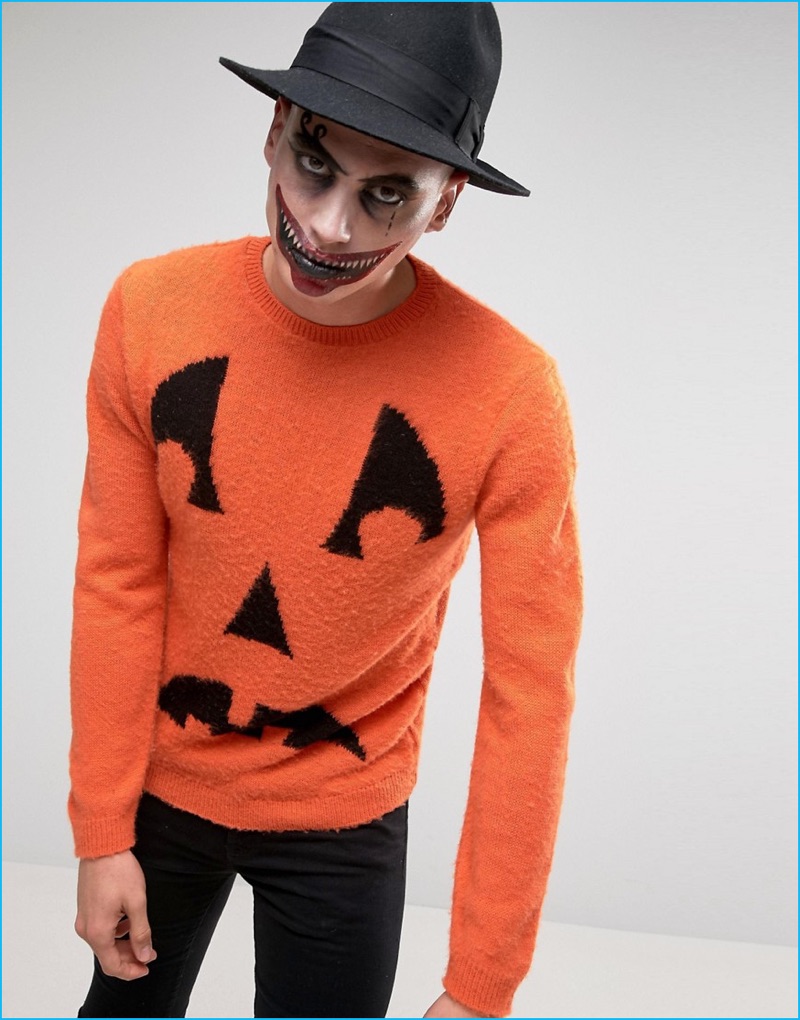 ASOS Halloween Orange Pumpkin Face Sweater