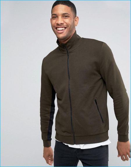 khaki track top