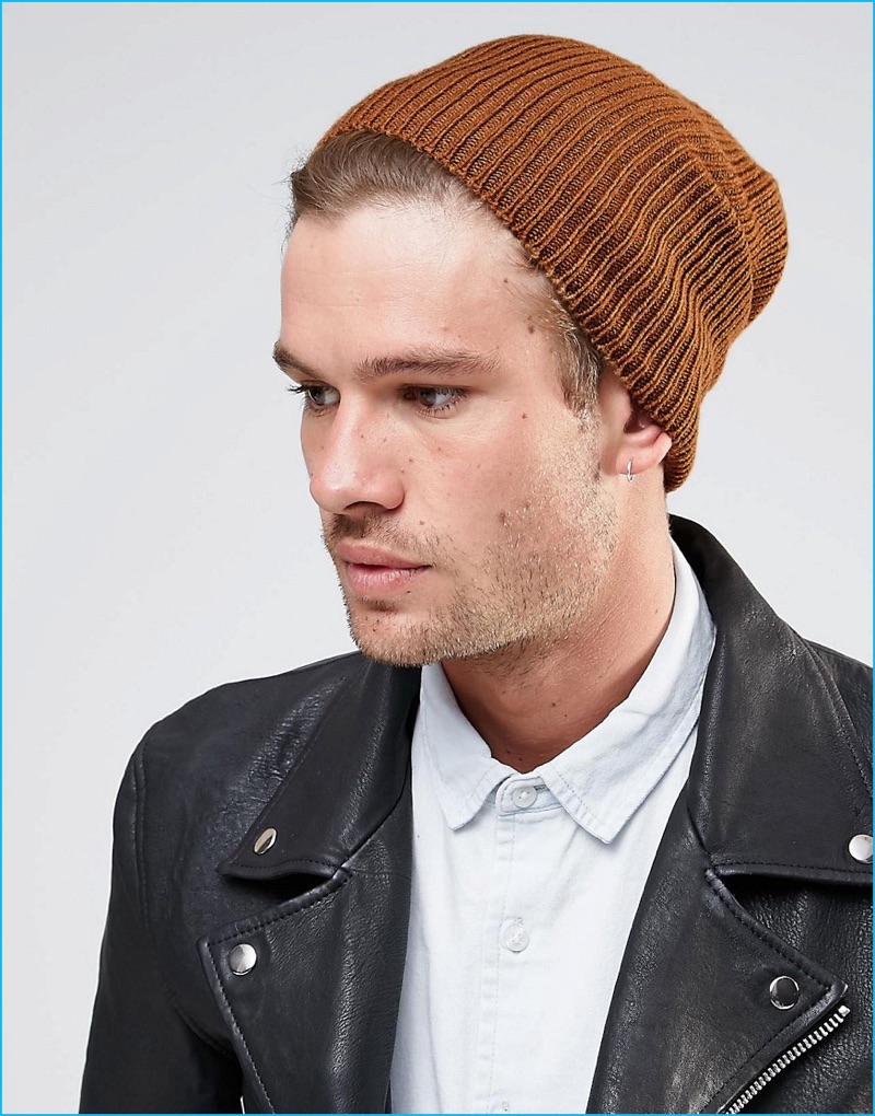 ASOS Men's Tobacco Brown Slouchy Beanie