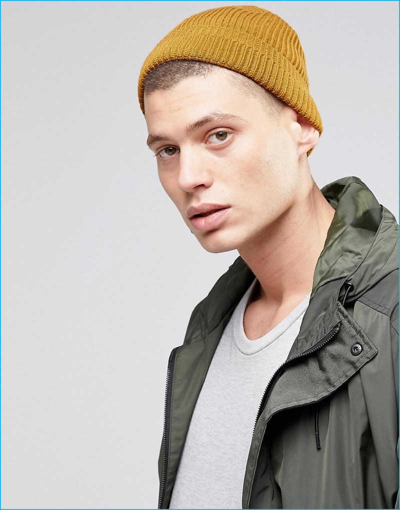 ASOS Men's Mustard Yellow Stitch Fisherman Beanie