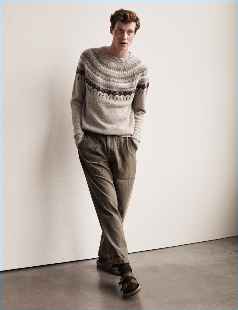 Matthew Hitt is a sleek vision in a fall knit and relaxed pants for Abercrombie & Fitch's fall-winter 2016 men's campaign.