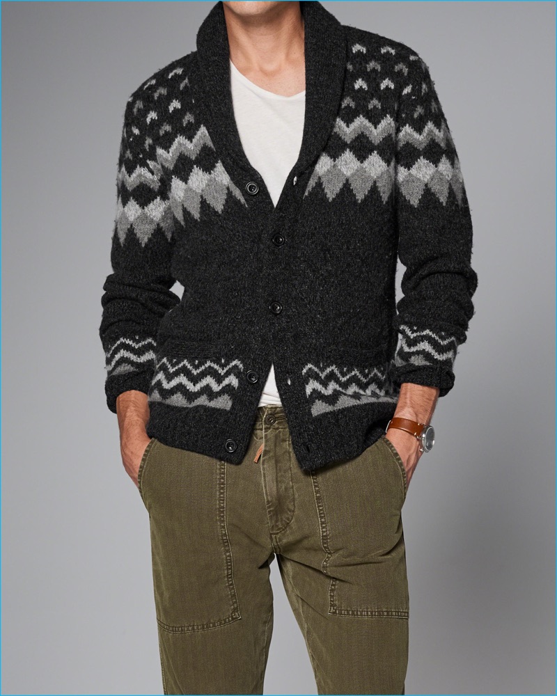 Abercrombie & Fitch Men's Fair Isle Knit Cardigan