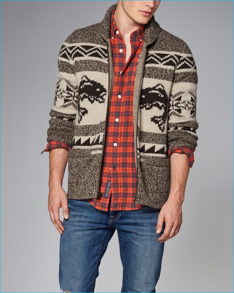 Abercrombie & Fitch Men's Trout Knit Cardigan » Sweater Spotlight: Abercrombie & Fitch's Shawl Cardigans Abercrombie & Fitch Men's Trout Knit Cardigan