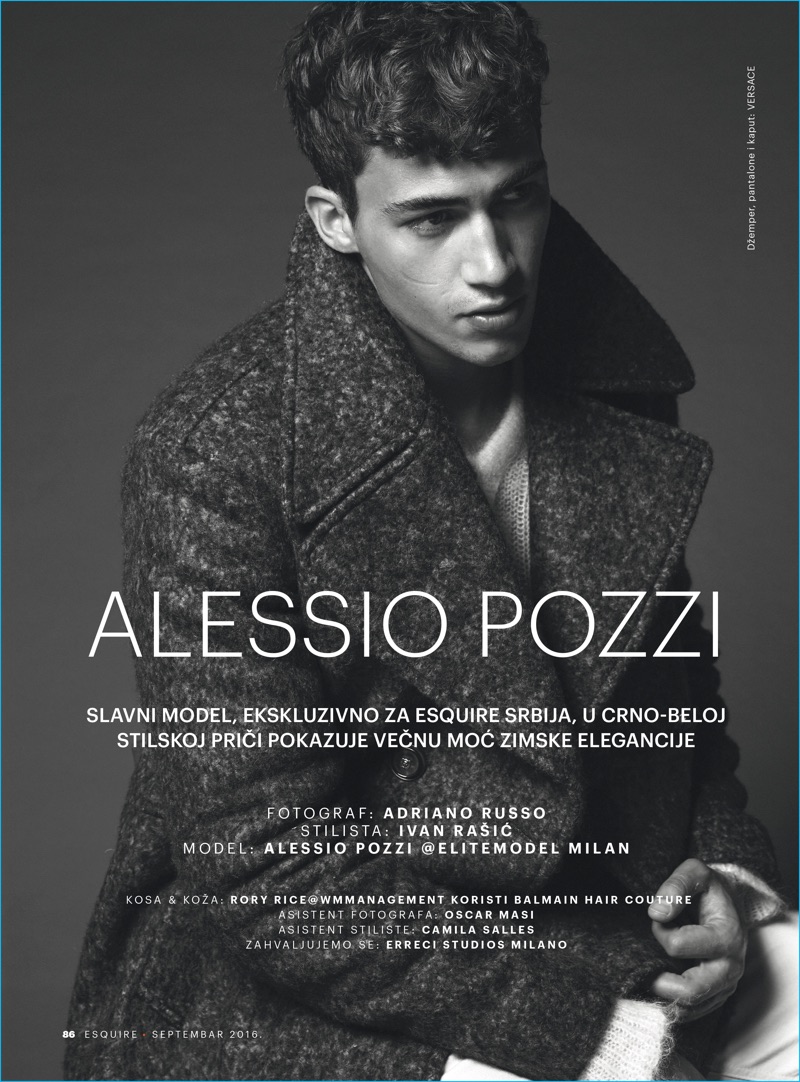Alessio Pozzi dons a Versace fall-winter 2016 look for Esquire Serbia.