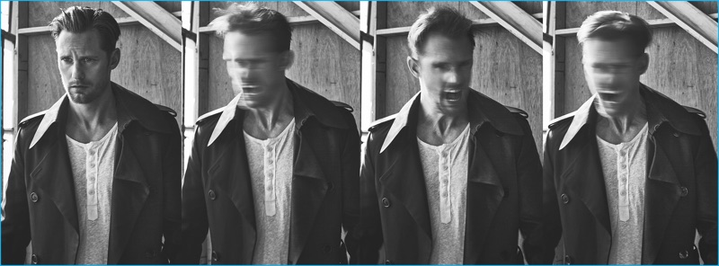 Alexander Skarsgård delivers an array of expressions for his Vs. magazine photo shoot.