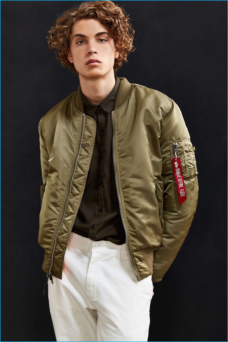 Alpha Industries MA-1 Slim-Fit Olive Green Bomber Jacket