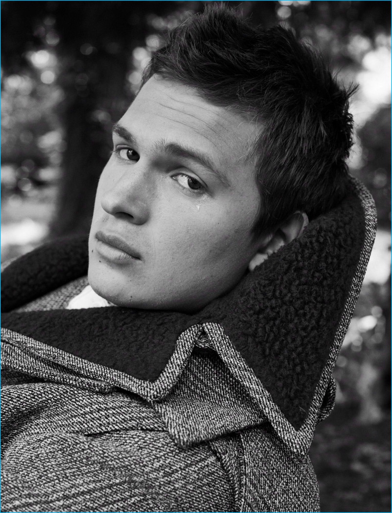 Ansel Elgort pictured in Prada for L'Express Styles.