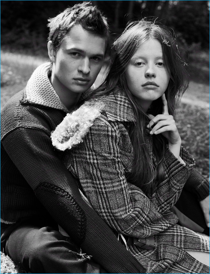 Ansel Elgort and Mia Goth embrace for L'Express Styles.