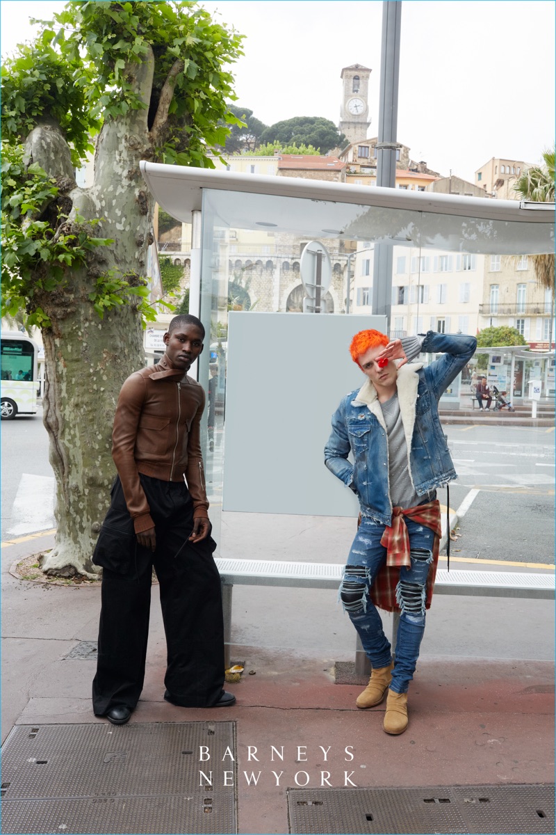 Pictured Left to Right: Ola Morafa Dynamo wears Rick Owens. Dustin Phil sports AMIRI.