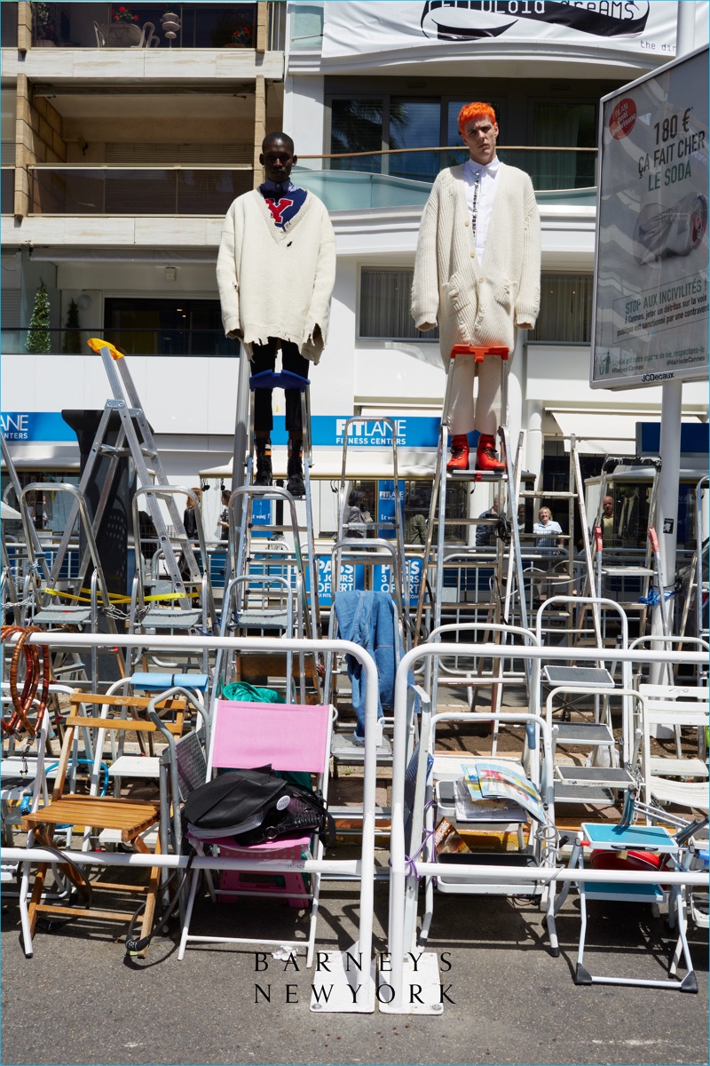 Pictured Left to Right: Ola Morafa Dynamo wears Raf Simons. Dustin Phil rocks J.W. Anderson.