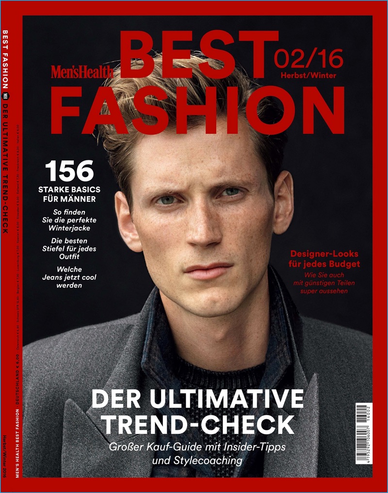 Bastiaan Ninaber covers the fall-winter 2016 edition of Men's Health Germany Best Fashion.