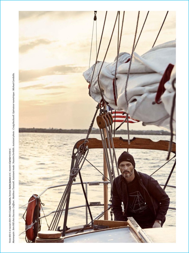 Ben Hill dons Louis Vuitton fashions with a Saint James beanie for the pages of GQ France.